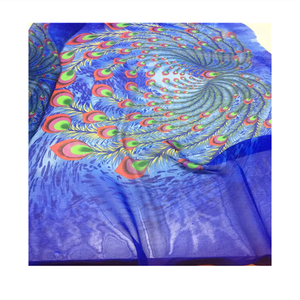 Grosir Kain Sifon Sutra Cetak Desain Bulu Merak Kustom