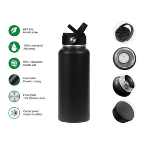 La mejor botella térmica al vacío, <span class=keywords><strong>1000ml</strong></span>, bonita botella de agua reutilizable, botella de Metal esmerilado de acero inoxidable con pajita para la escuela - Product Image 6