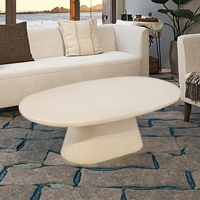 Table basse ronde moderne en ciment résistante aux taches pour salon et salle à manger