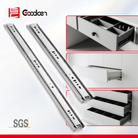 Goodcen Glissière de tiroir à roulement à billes en acier inoxydable à 3 plis et à extension complète 45mm pour armoire de cuisine Accessoires de tiroir Rail