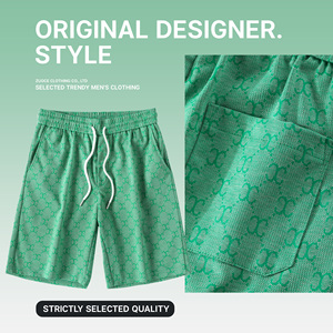 Shorts à motifs rétro pour hommes Style <span class=keywords><strong>anglais</strong></span> Léger Luxe <span class=keywords><strong>Pantalon</strong></span> décontracté à taille élastique de haute qualité Conception entièrement imprimée - Product Image 2