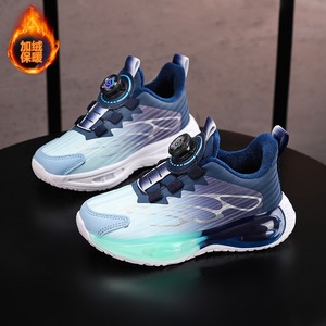 Chaussures de sport pour enfants, chaussures de course d'hiver chaudes pour garçons, chaussures de basket-ball, doublure en fourrure, semelle extérieure en caoutchouc, tige synthétique, semelle intermédiaire en EVA - Product Image 3