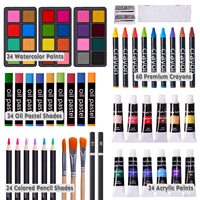 175 pièces ensemble d'art de luxe avec peintures acryliques Crayons crayons de couleur ensemble de peinture coffret en bois Kit d'art professionnel Micro Art Studio