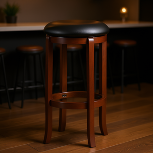 Walcott Bar <b>Stool</b> 30 Inch Swivel Wood Base PU <b>Leather</b> Seat Contemporary Design for Home or Commercial Use - Product Image 2