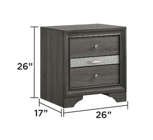 Modern Queen 5 <b>PC</b> Solid Wood Adjustable <b>Storage</b> Bedroom Set in Gray - Product Image 6