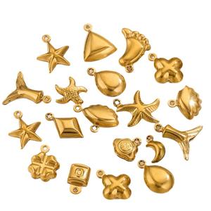 Impermeable PVD chapado en oro DIY encanto pendientes estrella de cinco puntas Luna colgante de acero inoxidable fabricación de joyas cristianas religiosas - Product Image 3