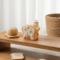 Ornement en céramique Art Déco créatif en forme de maison à pain, mini, mignon, orange, pour la maison, le bureau, Pâques, la chambre, le restaurant, la décoration de desserts