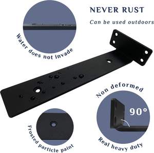 Soporte <span class=keywords><strong>de</strong></span> Esquina Flotante <span class=keywords><strong>de</strong></span> Acero Industrial Resistente <span class=keywords><strong>de</strong></span> 14 Pulgadas con Recubrimiento en Polvo Negro para Estantes, Soporte para Muebles <span class=keywords><strong>de</strong></span> Bricolaje - Product Image 6