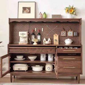 Moderno soggiorno in legno massello di noce alto credenza credenza armadietto a buffet mobili - Product Image 3