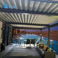 Pergola Bioclimatique Extérieure Écologique en Aluminium Étanche avec Toit Rétractable Motorisé à Lames Orientables et Protection UV - Idéale pour la Maison