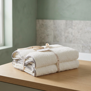 Scallop edge <b>bath</b> towel Piping <b>trim</b> kitchen towel Decorative scallop towel Luxury piping towel set - Product Image 3