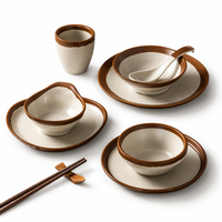 Service de table en mélamine effet porcelaine émaillée, sans BPA, incassable, assiettes et bols, vaisselle pour hôtels et restaurants, vente en gros OEM