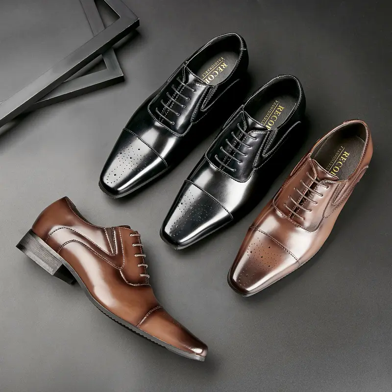 Zapatos informales de cuero genuino para hombre, calzado Formal de oficina, Oxford, color negro, venta al por mayor