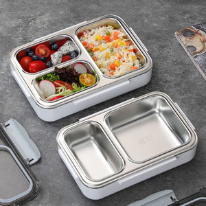 Hộp cơm trưa bằng thép không gỉ 304, ngăn đựng đồ ăn riêng biệt, kín mùi, chống rò rỉ, có thể nhìn thấy bên trong, nắp đậy có thể hâm nóng để bảo quản - Product Image 4