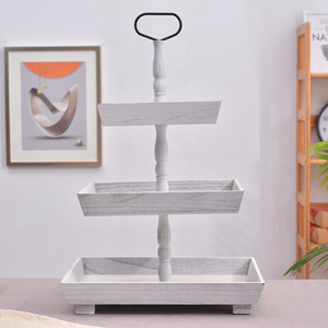 Wooden Three Layer <b>Tray</b> 3 Tier Rectangular <b>Storage</b> <b>Trays</b> For Fruit Snacks Desserts Household Use Painted Finish - Product Image 2