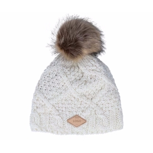 Concevez votre propre <span class=keywords><strong>bonnet</strong></span> <span class=keywords><strong>bleu</strong></span> <span class=keywords><strong>marine</strong></span> uni avec pompon, <span class=keywords><strong>bonnet</strong></span> de tête de mort en tricot chaud, <span class=keywords><strong>bonnet</strong></span> à manchette souple, logo entièrement personnalisé, chapeau d'hiver pour hommes et femmes - Product Image 4