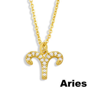 Nouveau collier croisé avec symbole de gardien chanceux pour femme, 12 constellations, pendentif clavicule - Product Image 2