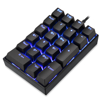 Motospeed K23 bleu LED rétro-éclairé USB filaire numéro 21 touches main gauche Mini clavier à une main clavier de jeu