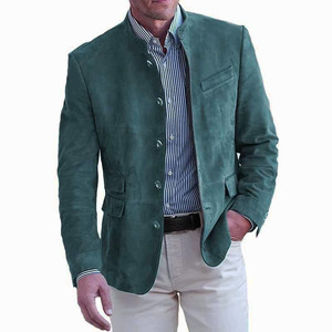 Nouvelle <span class=keywords><strong>veste</strong></span> cargo à col montant rétro américaine automne 2025, <span class=keywords><strong>veste</strong></span> <span class=keywords><strong>de</strong></span> <span class=keywords><strong>costume</strong></span> décontractée ajustée pour homme, <span class=keywords><strong>taille</strong></span> plus, à simple boutonnage - Product Image 4