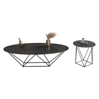 ZEE406 Nouvelle table basse italienne minimaliste en métal avec roulettes, plateau en pierre, design moderne pour petits appartements, mobilier de maison de luxe léger