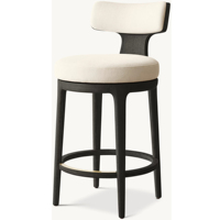Tabouret de bar pivotant en tissu de style américain en chêne blanc