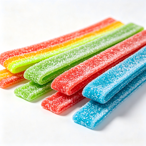 Caramelle Gommose Sour Rainbow Belts con Rivestimento Acido, Strisce di Frutta Multigusto, Certificato <span class=keywords><strong>Halal</strong></span>, Vendita all'Ingrosso - Product Image 1