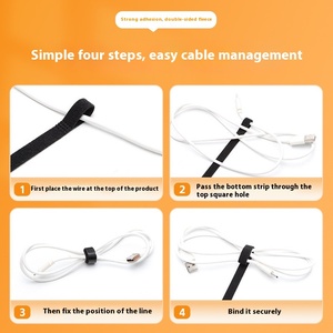 Fascette per cavi autoadesive a doppio lato a gancio e anello tipo P ecologiche e adatte alla pelle per cavi di alimentazione dati - Product Image 6