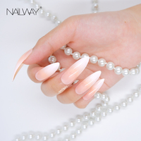 Faux Ongles 24 Pièces Longs Stiletto French, Capsules d'Ongles à Coller Couverture Complète, Couleurs Rose Nude, avec Limes et Adhésifs pour Doigts