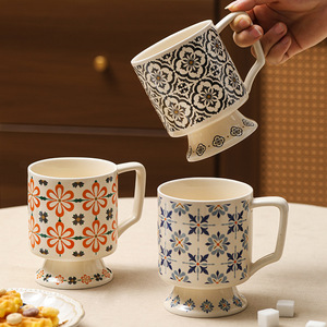 Bohemian Style Ceramic Coffee Mug Vintage <b>Tea</b> <b>Cup</b> 400ml <b>Large</b> Drinking Mugs <b>for</b> Home Use - Product Image 5