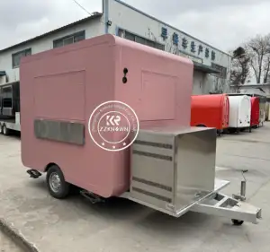 Roze Food Truck Ijskar Mobiele Food Truck Hotdog Kiosk Koffiekiosk Mobiele Food Truck Met Volledige Keuken Catering Trailer