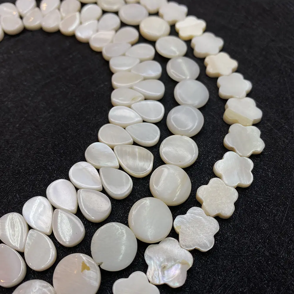 Drop Clover Round Oval Flower Shapes Natural Freshwater Shell Beads Mother Of Pearl Loose Beads DIY Necklace Jewelry Accessories