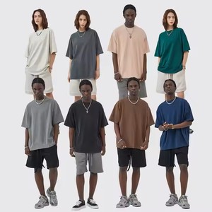T-shirt oversize all'ingrosso da uomo in cotone 100% OEM 275G Unisex Streetwear Hip Hop Acid Wash grafica Vintage in bianco T organico - Product Image 1