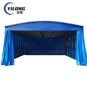 Easy installation canvas roof steel structure retractable garage canopy carport