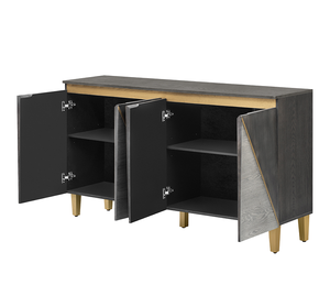 Modern Hotel <b>Sideboard</b> Cabinet with <b>Storage</b> 4-Door Doors Dimensional Effect Adjustable Shelves for Dining Room - Product Image 2