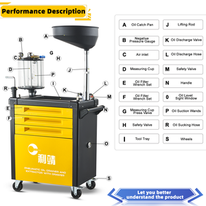 Waste Oil Drainer Extrator Pneumático Waste Oil Com Toolbox Set Garagem Oficina Equipamento com <span class=keywords><strong>70L</strong></span> Capacidade - Product Image 3