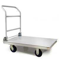 Carro de mano de cuatro ruedas de acero, plataforma de empuje, plegable, almacén móvil