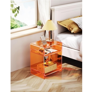 Wholesales Customized Acrylic End <strong>Table</strong> <strong>Record</strong> <strong>Player</strong> <strong>Table</strong> with Storage Shelf Clear Side <strong>Table</strong> Nightstand - Product Image 5