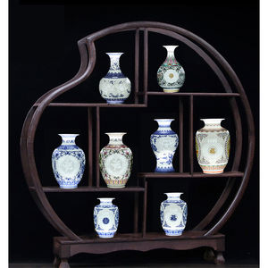 चीनी शैली छेदा चीनी मिट्टी के बरतन फूलदान सजावट कमरे में रहने वाले फूल व्यवस्था नीले और सफेद हड्डी चीन फूलदान - Product Image 6