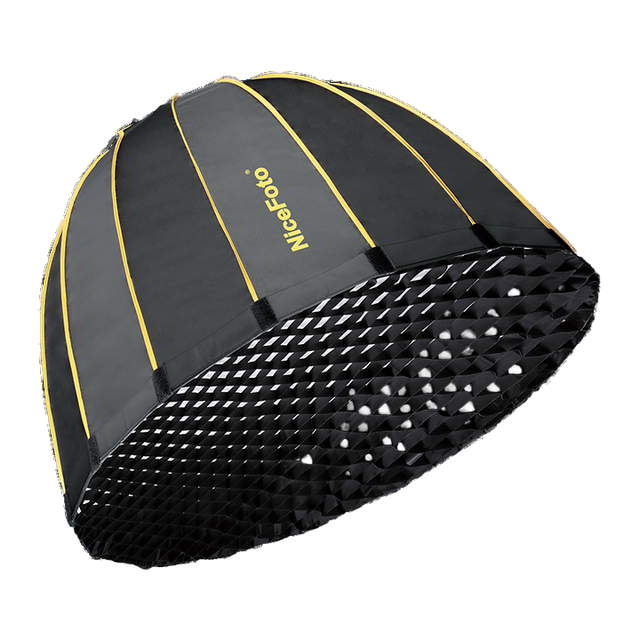 NiceFoto 120cm LED Parabolic Softbox with Grid Quick Set-Up Deep Softbox for Photography Durable Nylon Cloth Material