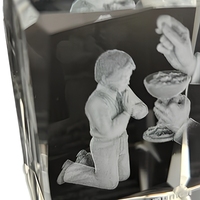 Vente en gros de boîtes cadeaux rectangulaires en cristal K9 poli gravé au laser, transparentes, religieuses, pour la décoration de la maison, tendance de la mode, première communion