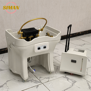 Lavabo con Silla de Champú Comercial Siman RTS <span class=keywords><strong>para</strong></span> Salón de Belleza y Spa, con Marco de Plástico, Lavabo Portátil <span class=keywords><strong>para</strong></span> Masaje de Cabeza <span class=keywords><strong>para</strong></span> Peluquería - Product Image 1