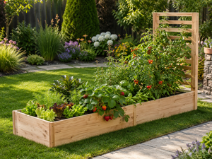 Grande jardinière en bois avec lit de jardin surélevé en treillis <span class=keywords><strong>pour</strong></span> la maison Pots de fleurs et jardinières - Product Image 6
