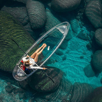 Équipement de camping : Kayak transparent en polycarbonate durable, monoplace ou biplace, idéal pour la plage, le lac, la dérive et les photos.