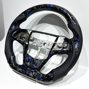 Volant de direction LUCHENQI 40 mm en cuir <span class=keywords><strong>bleu</strong></span> et fibre de carbone forgée de luxe, personnalisable, pour Cadillac ATS L CTS V 2013-2019, directement de l'usine - Product Image 4