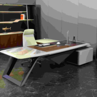 Bureau de direction modulaire extensible en bois et marbre au design rétro classique moderne, mobilier de bureau industriel pour PDG et managers