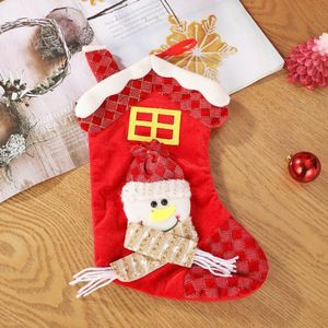 Factory Wholesale Cotton Eco-Friendly House Roof Shape Fashion Socks <b>Christmas</b> Decorations Hanging Gift Bag Props - Product Image 3