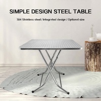 Table à manger carrée en acier gaufré gaufré pour extérieur et intérieur de 90cm pour café, restaurant, cantine