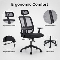 Chaise de bureau exécutive pivotante inclinable en maille confortable, dossier haut, ergonomique, hauteur réglable