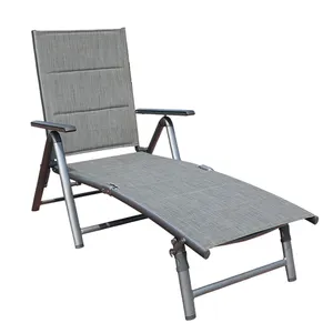 花园可折叠躺椅铝框可调沙滩泳池太阳椅躺椅