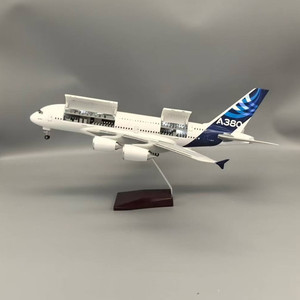 Échelle Offre Spéciale 1:160 46cm Matériau en résine transparente Modèle d'avion prototype A380 avec fenêtre ouverte et lumières LED - Product Image 1